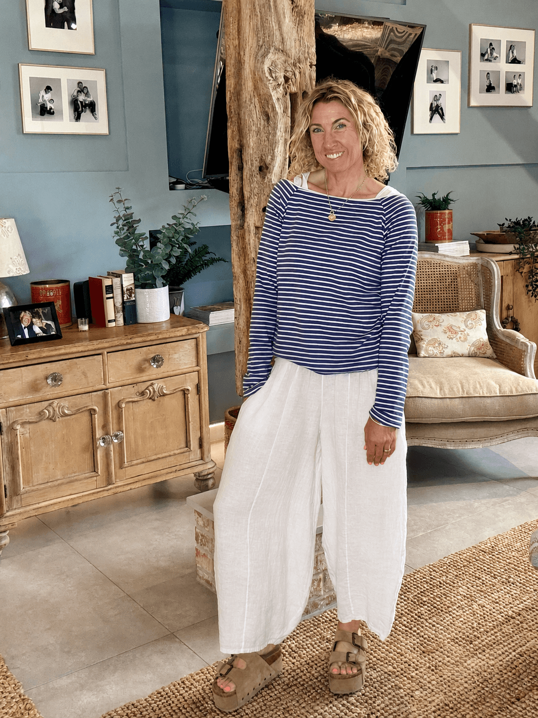 Gaucho Linen Pants | White