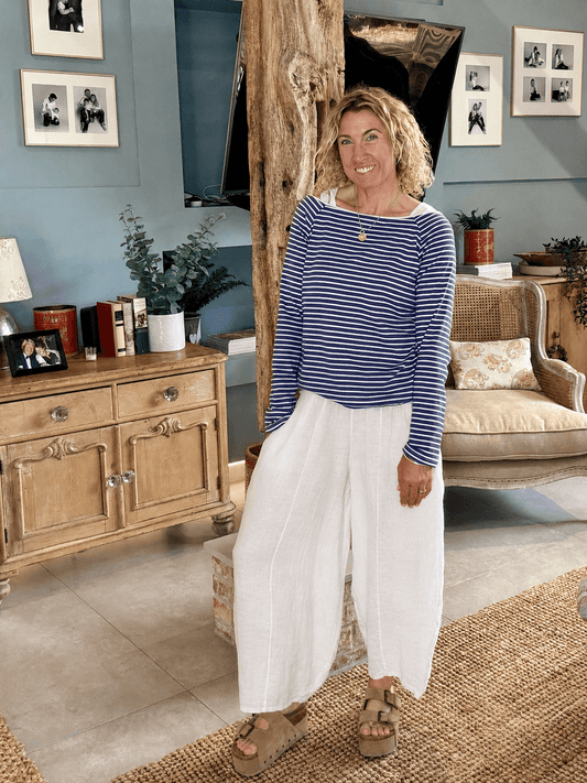 Gaucho Linen Pants | White