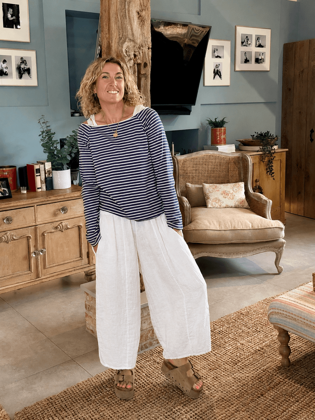 Gaucho Linen Pants | White