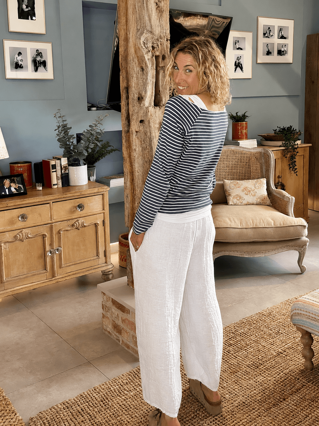 Gaucho Linen Pants | White
