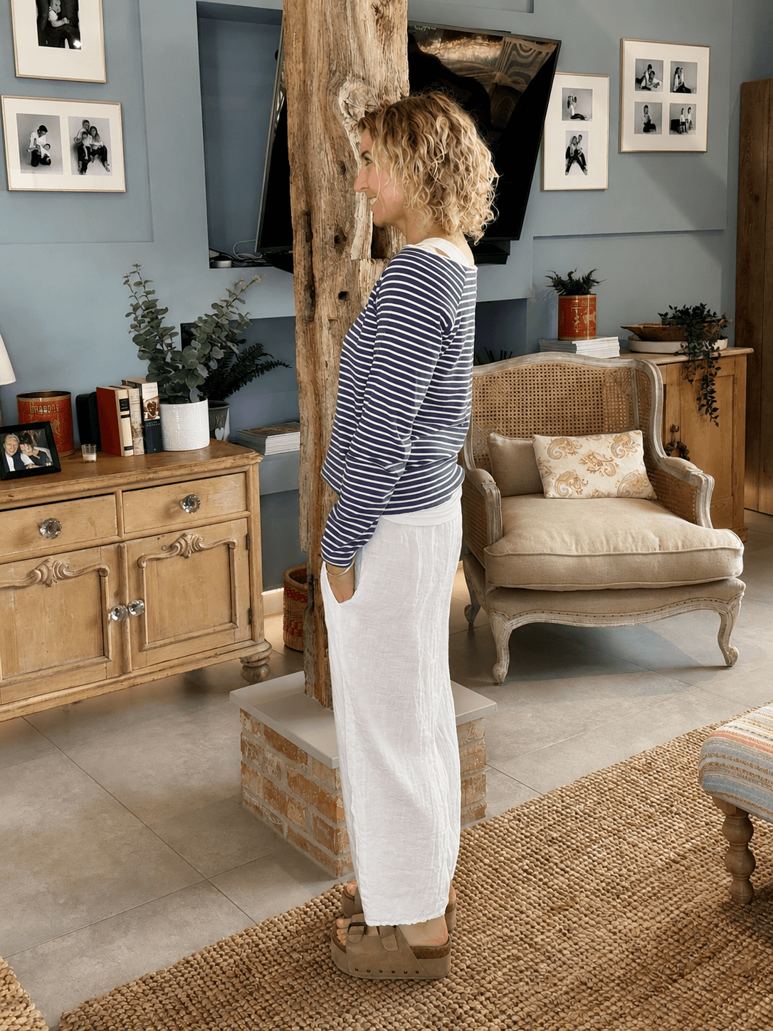 Gaucho Linen Pants | White