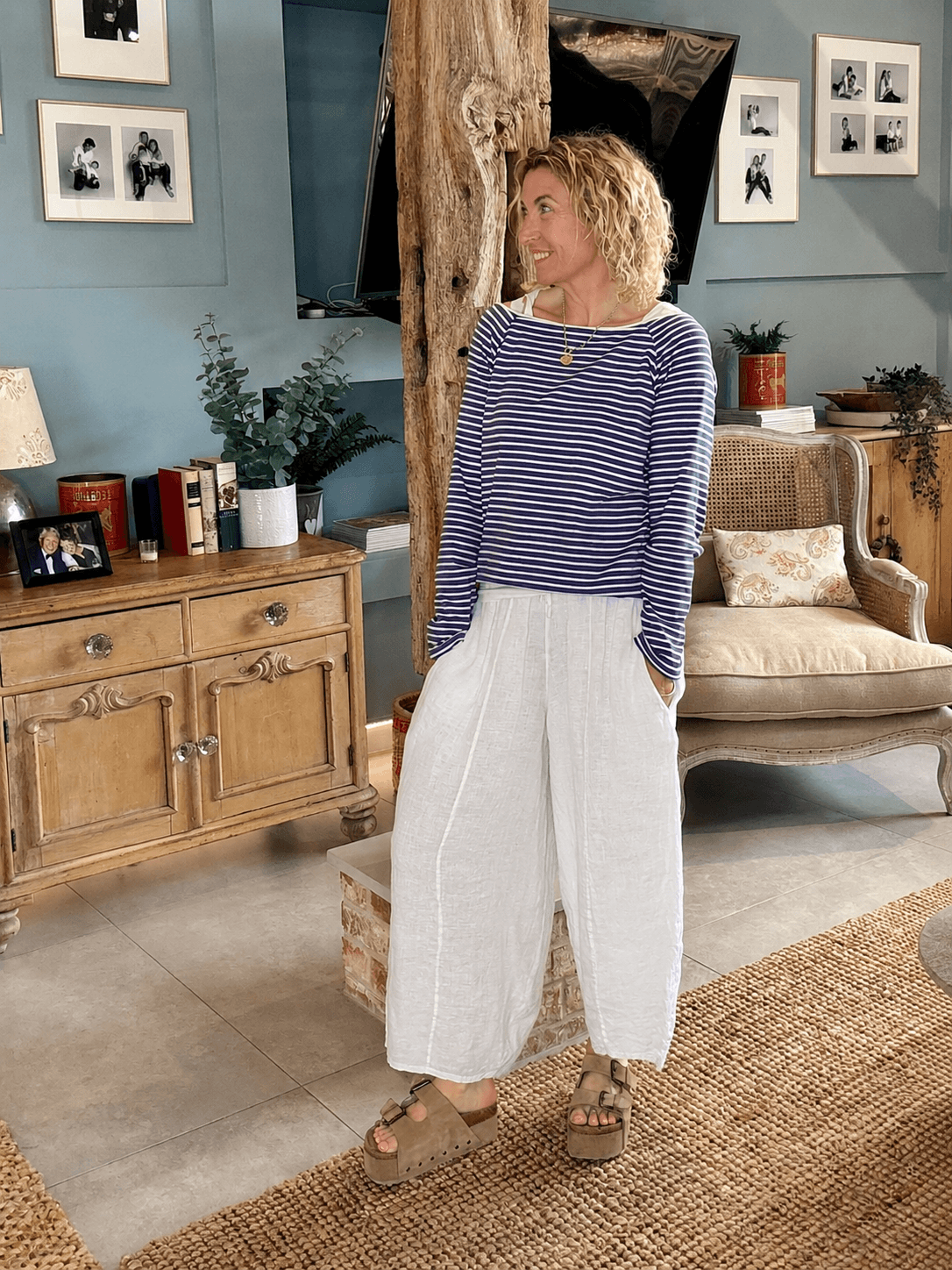 Gaucho Linen Pants | White