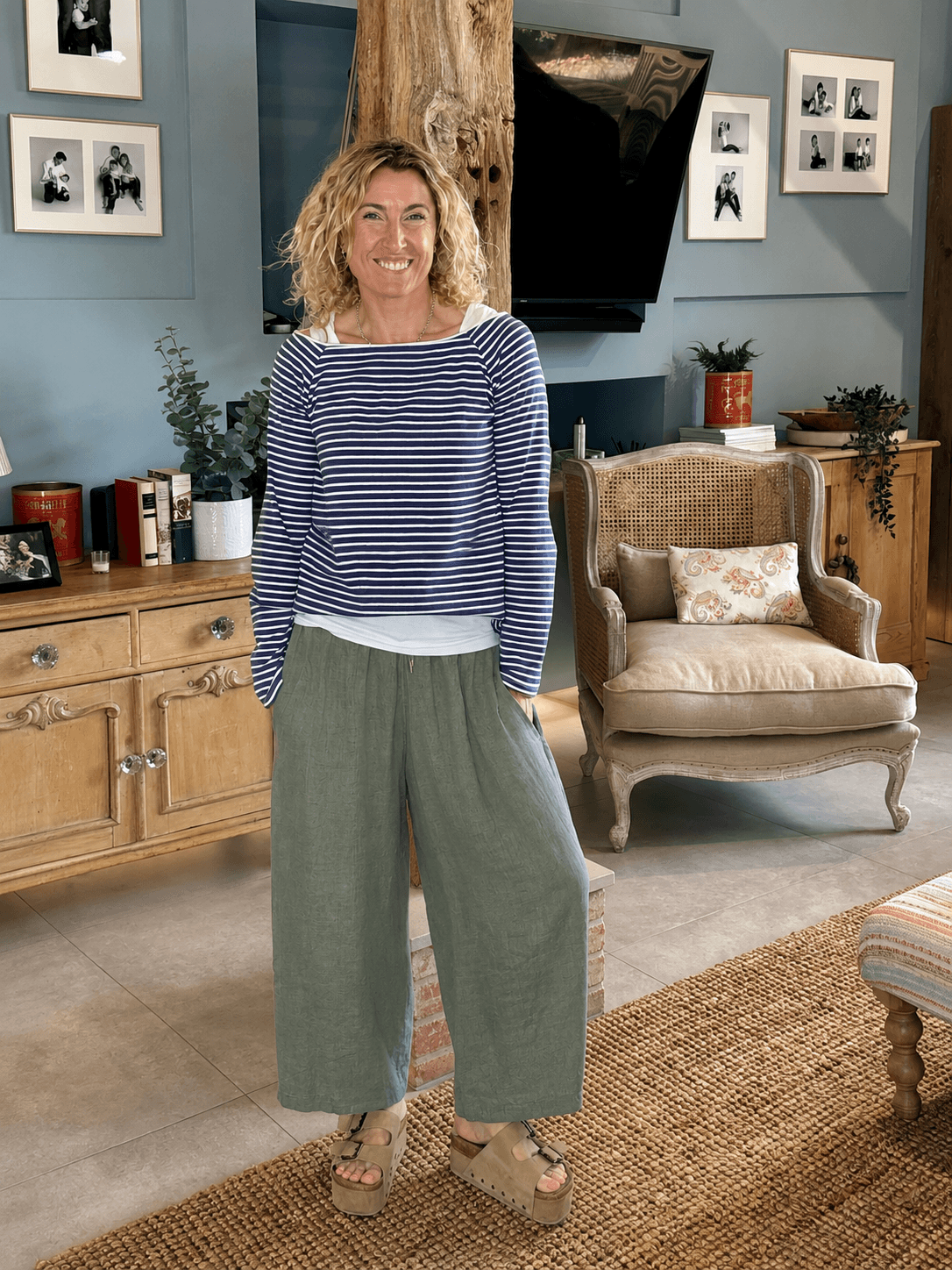 Gaucho Linen Pants | Khaki