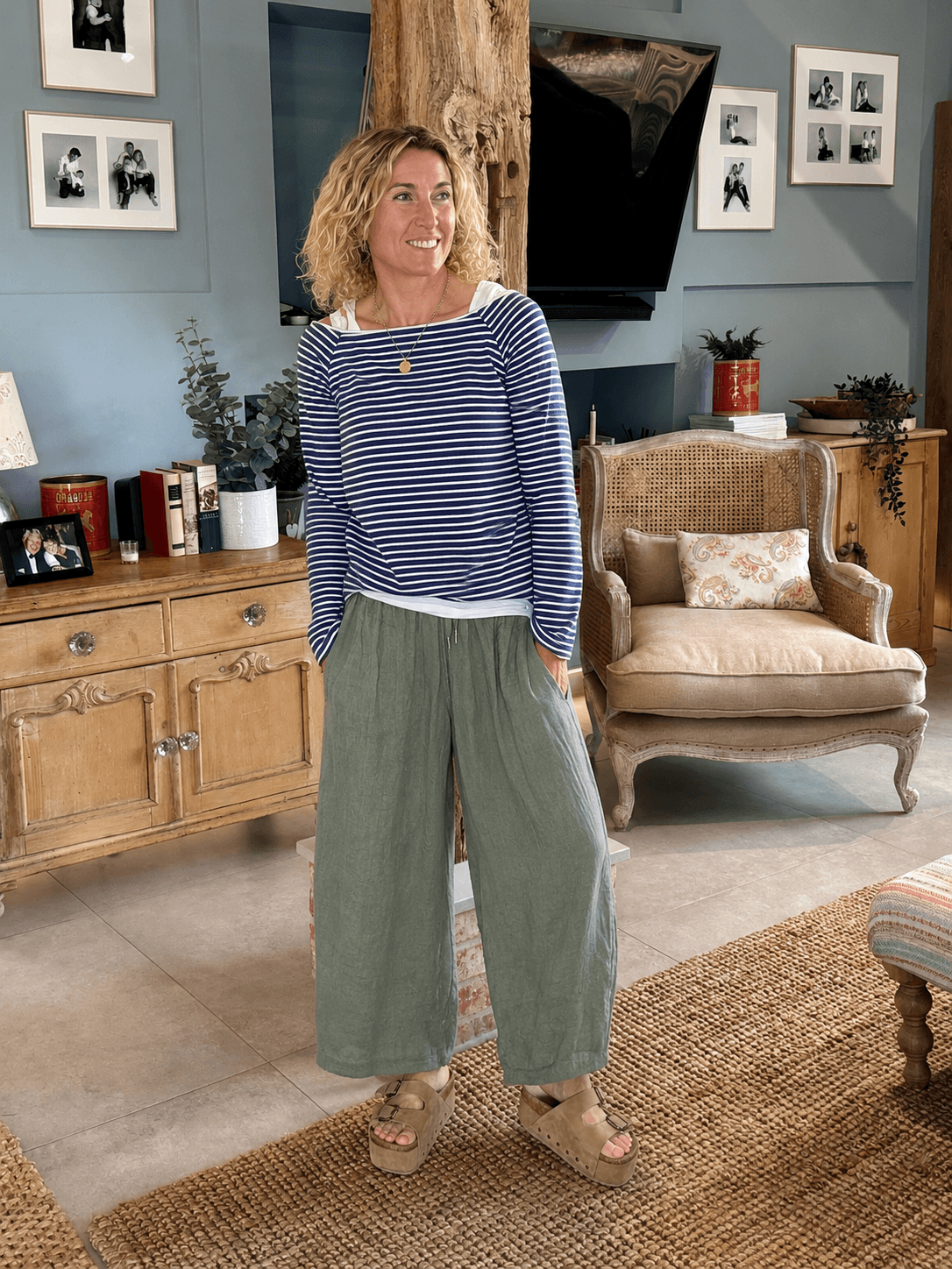 Gaucho Linen Pants | Khaki