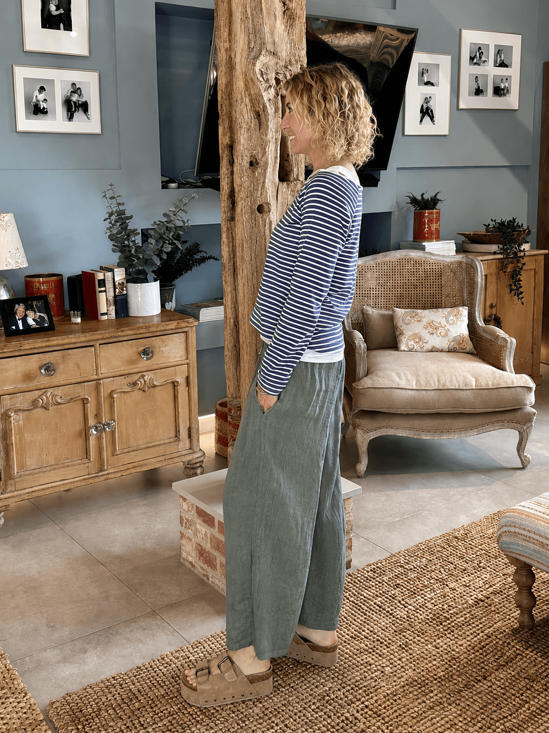 Gaucho Linen Pants | Khaki