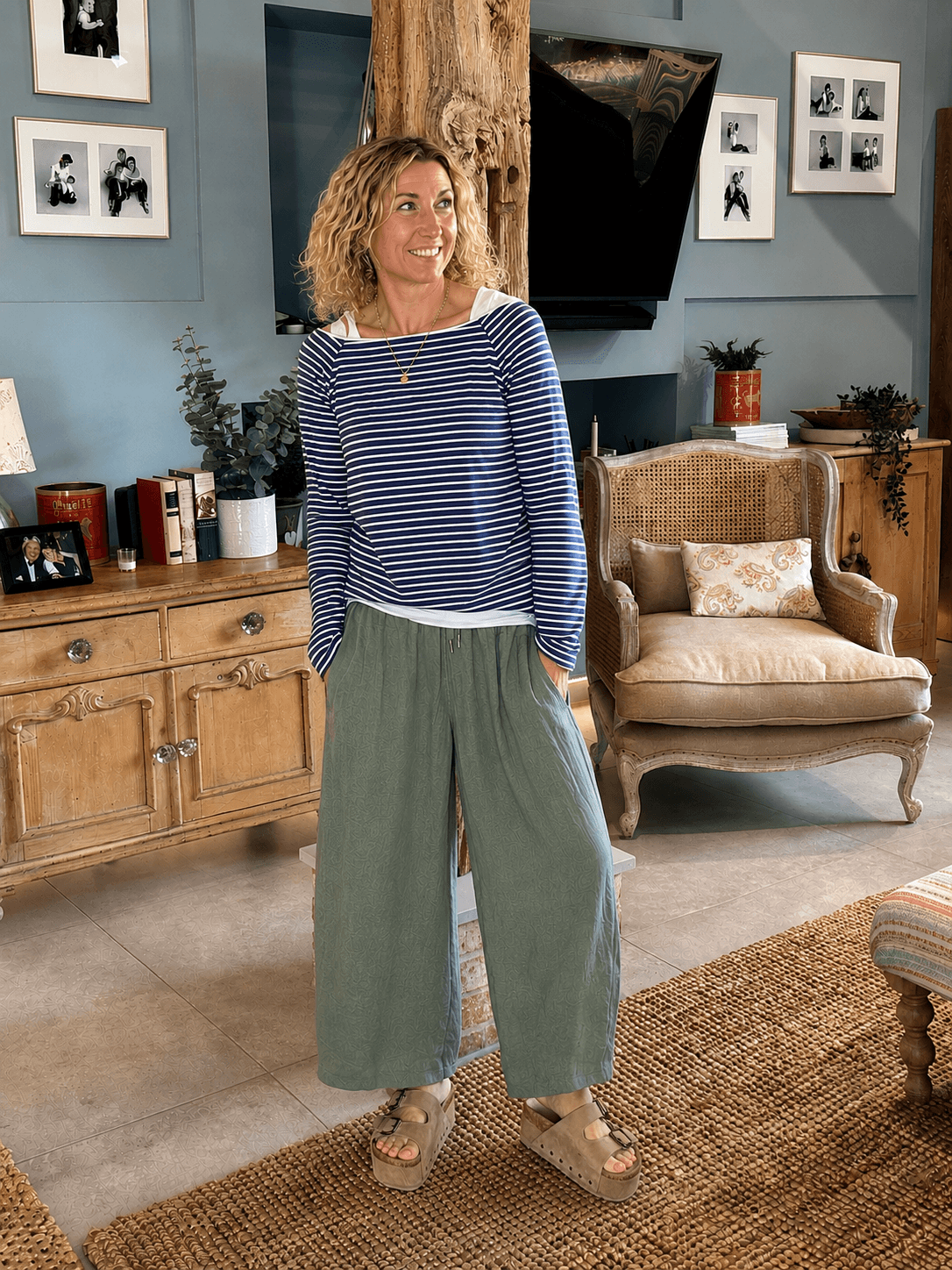 Gaucho Linen Pants | Khaki