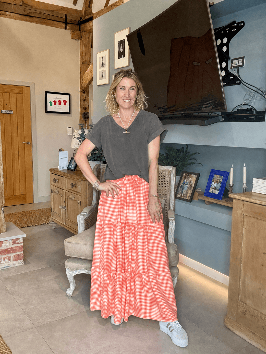 Freya Gingham Maxi | Coral
