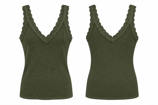 Tallulah Lace Vest | Dark Khaki