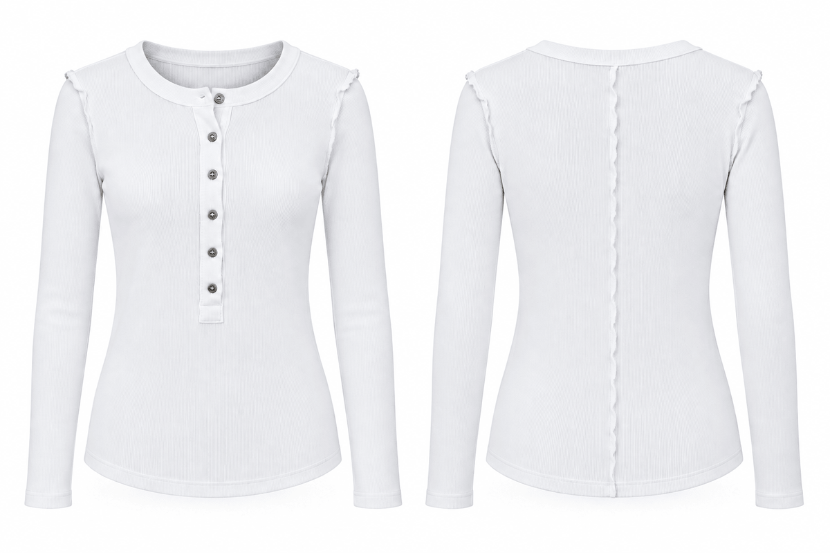 Aspen Skinny Rib Henley | White