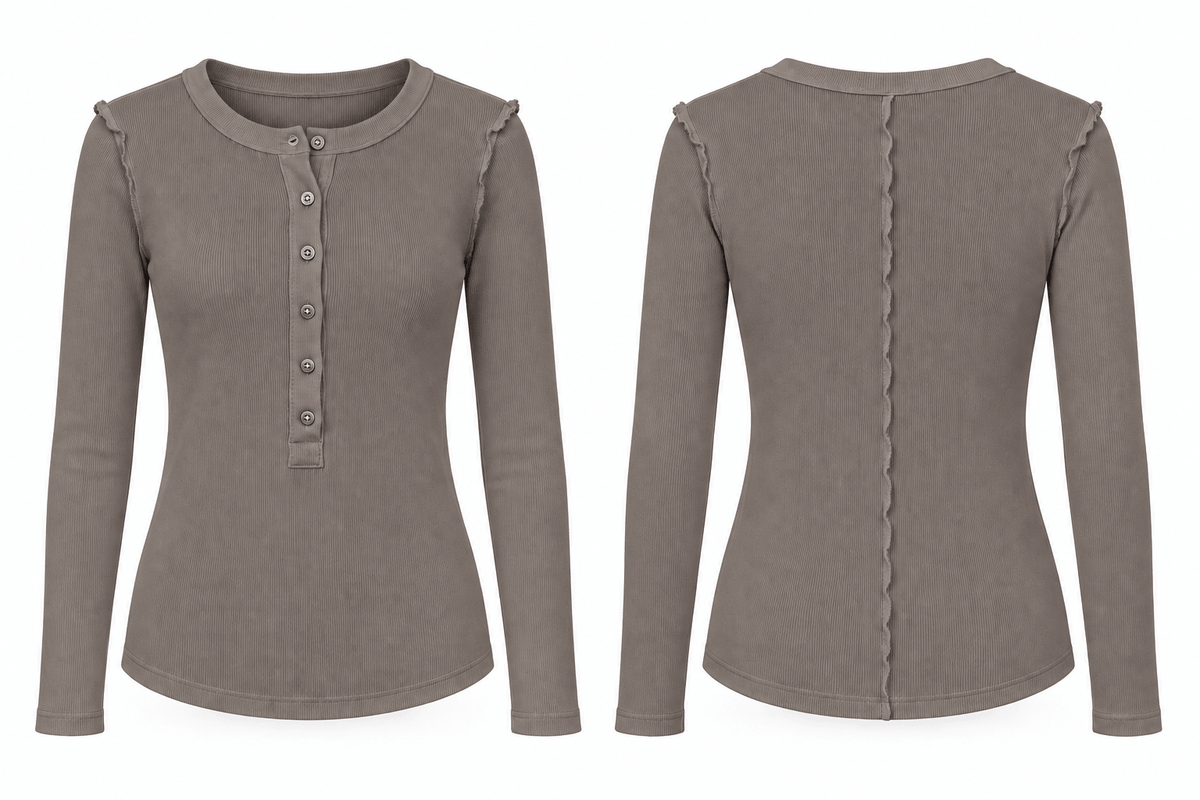 Aspen Skinny Rib Henley | Mocha