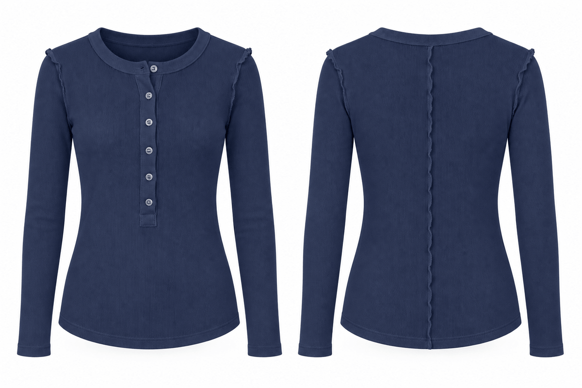 Aspen Skinny Rib Henley | Navy