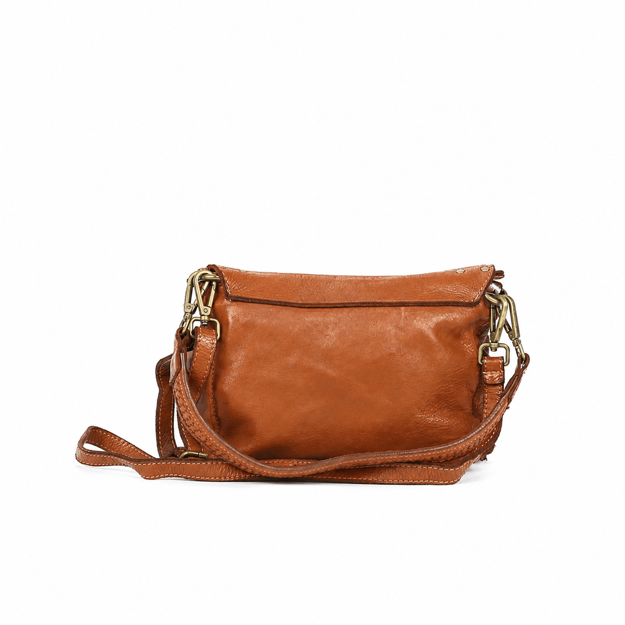 Studded Vintage Leather Bag | Cognac