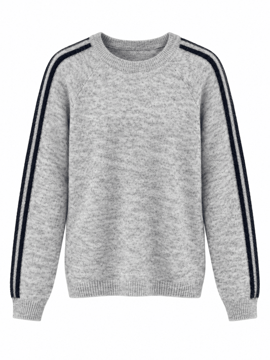 Crosby Two Stripe Jumper | Grey & Navy
