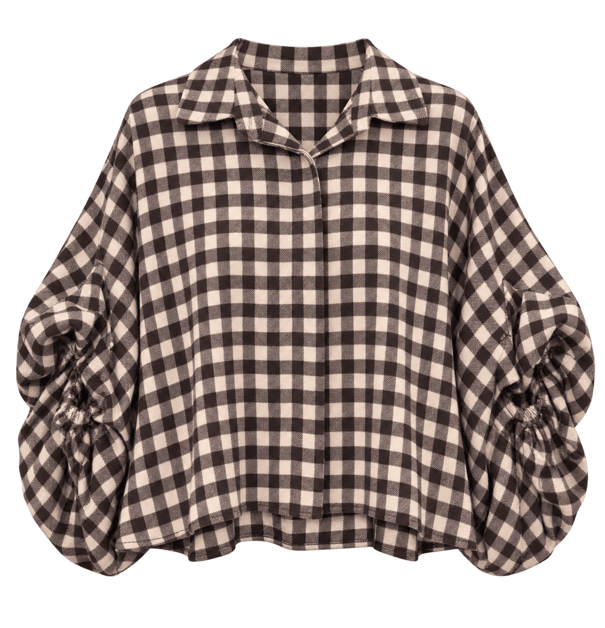Jackson Plaid Bubble Sleeve Shirt | Chocolate & Biscuit
