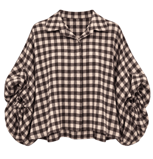 Jackson Plaid Bubble Sleeve Shirt | Chocolate & Biscuit