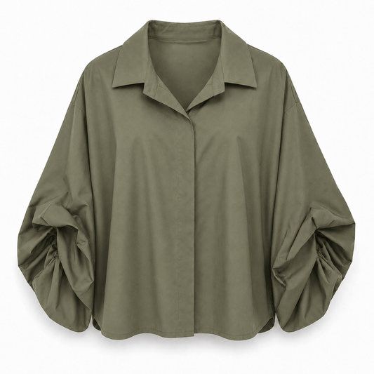 Soho Puff-Sleeve Blouse | Khaki