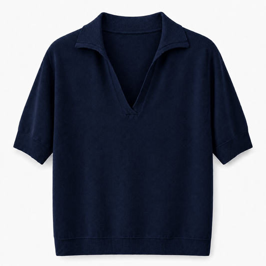 Varsity Polo Knit | Navy