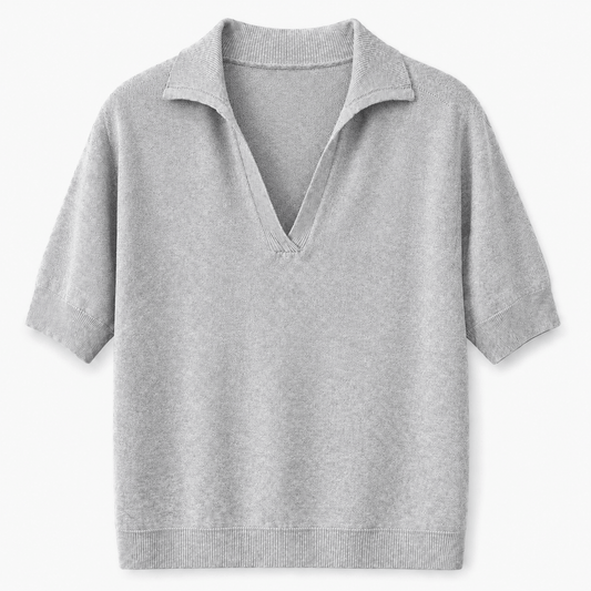 Varsity Polo Knit | Grey