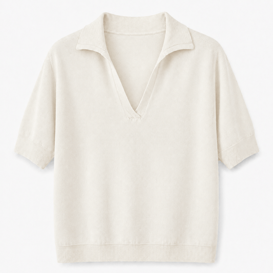 Varsity Polo Knit | Cream