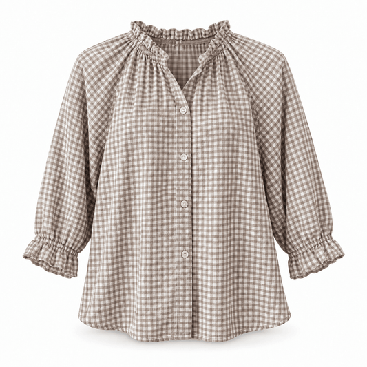 Clementine Gingham Blouse | Mocha