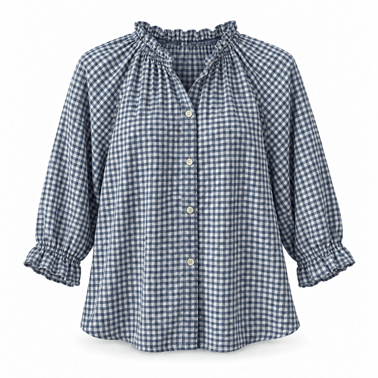 Clementine Gingham Blouse | Blue