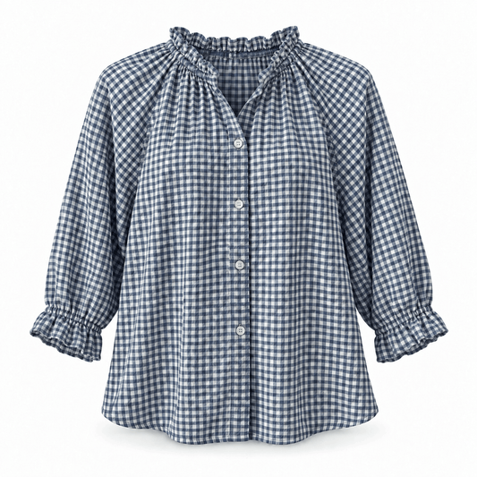 Clementine Gingham Blouse | Blue