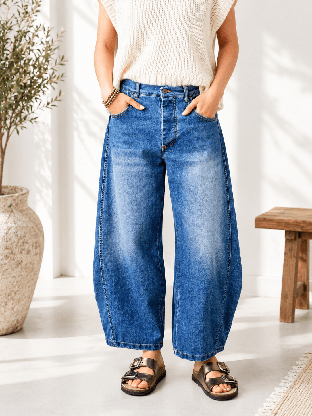 Boston Barrel Jeans | Faded Mid-Wash Denim