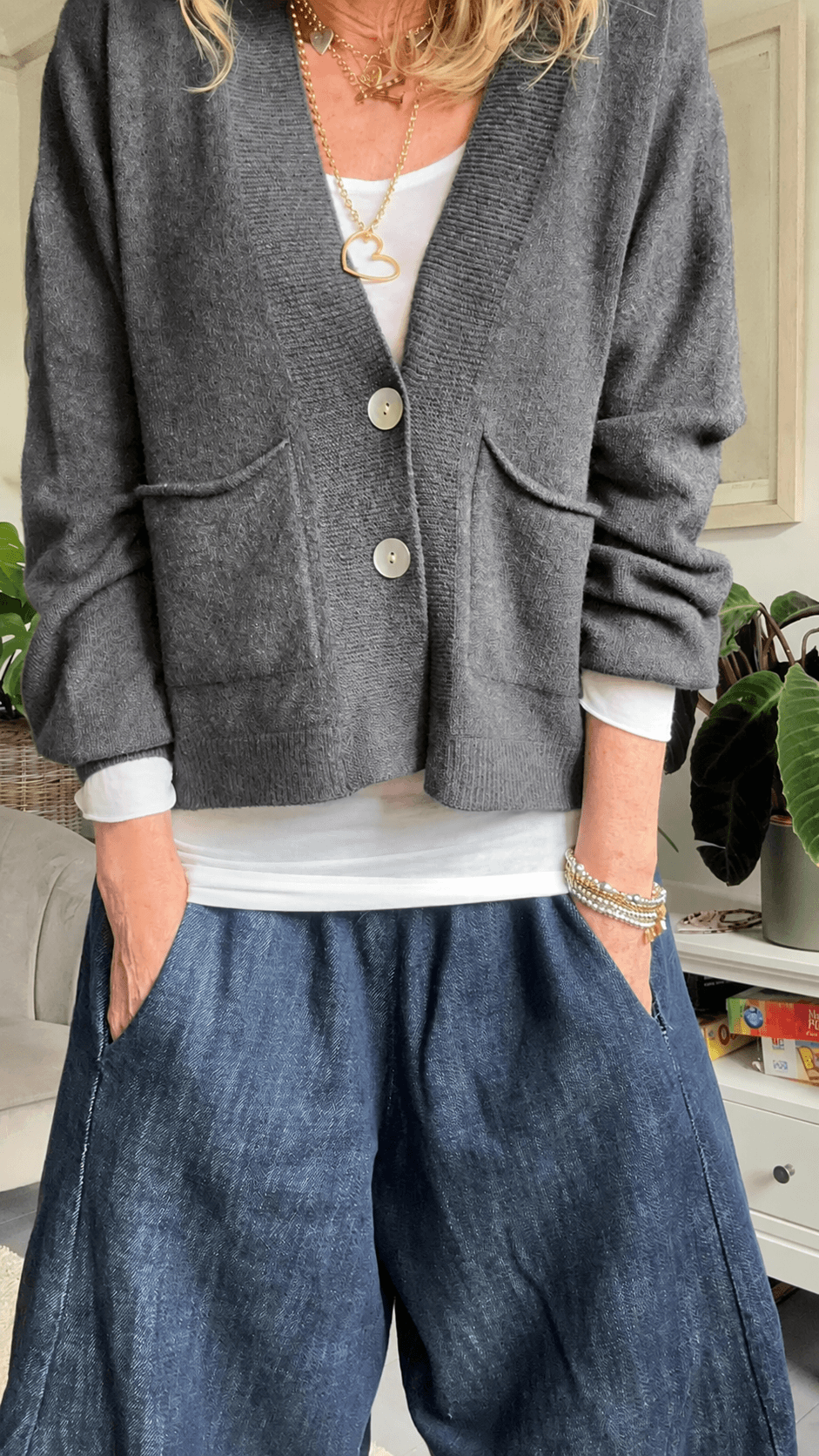 The Papa Cardigan | Charcoal