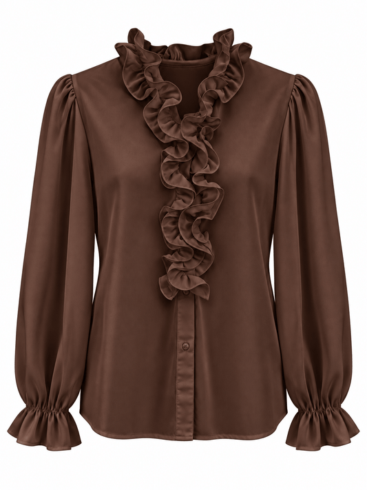 Bella Ruffle Blouse | Chocolate