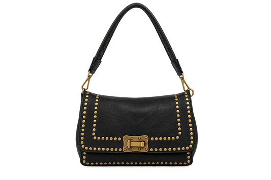 Studded Vintage Leather Bag | Black