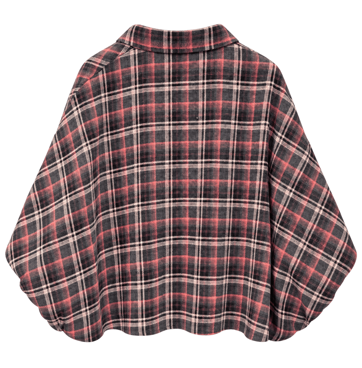 Jackson Plaid Bubble Sleeve Shirt | Charcoal & Coral