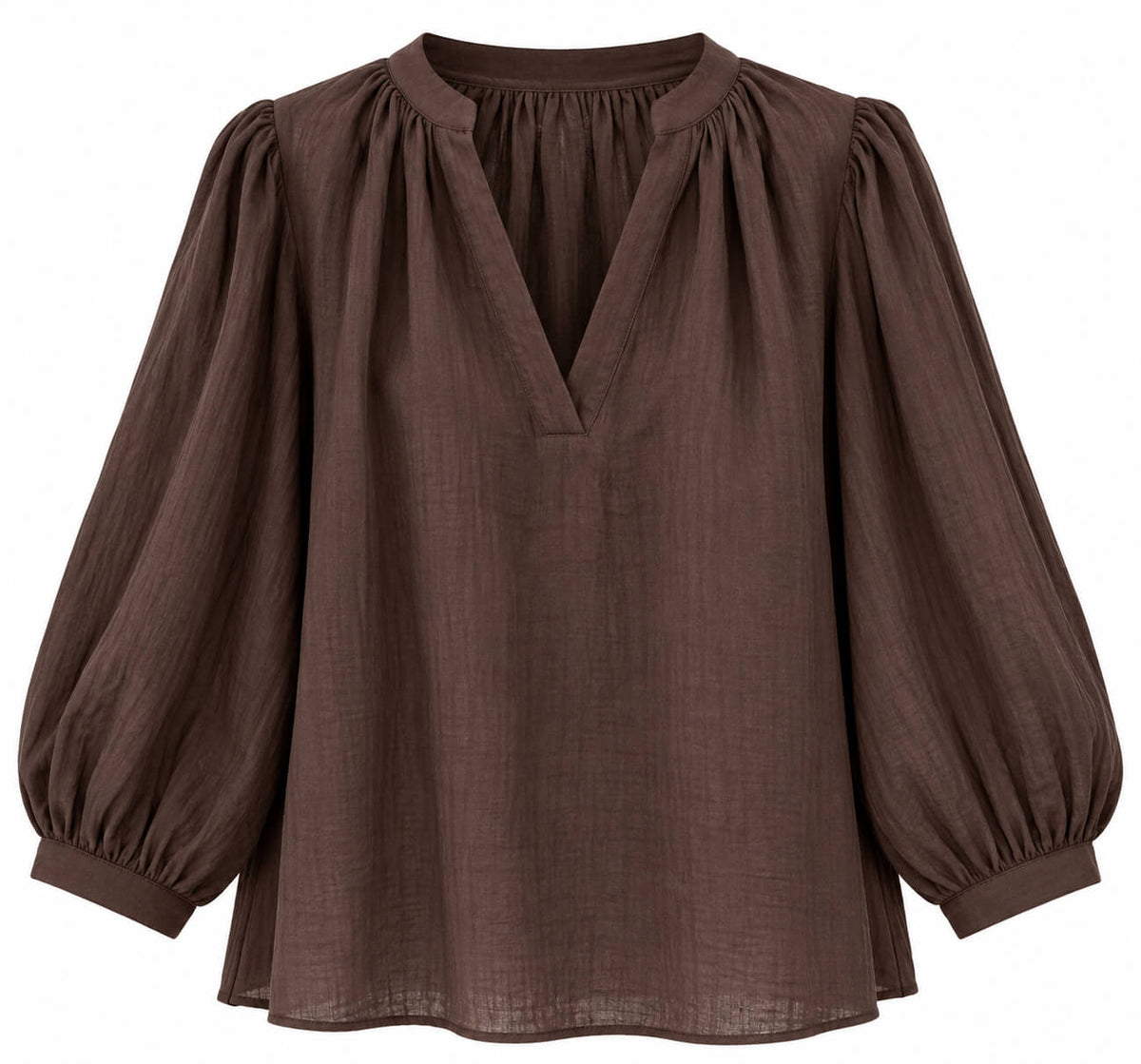 The Nora Cotton Voile Blouse | Chocolate