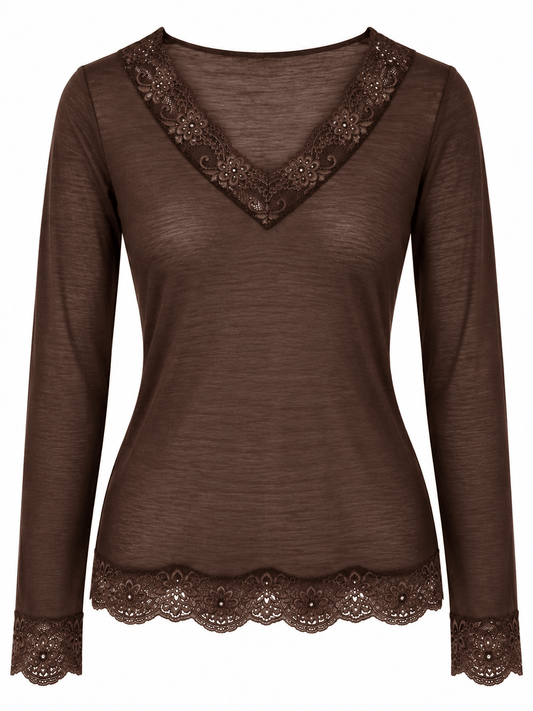 The Lace Cashmere Blend Body Hug | Chocolate
