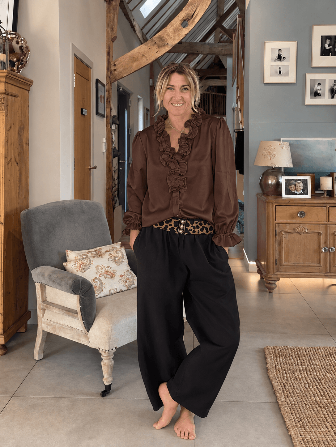 Bella Ruffle Blouse | Chocolate