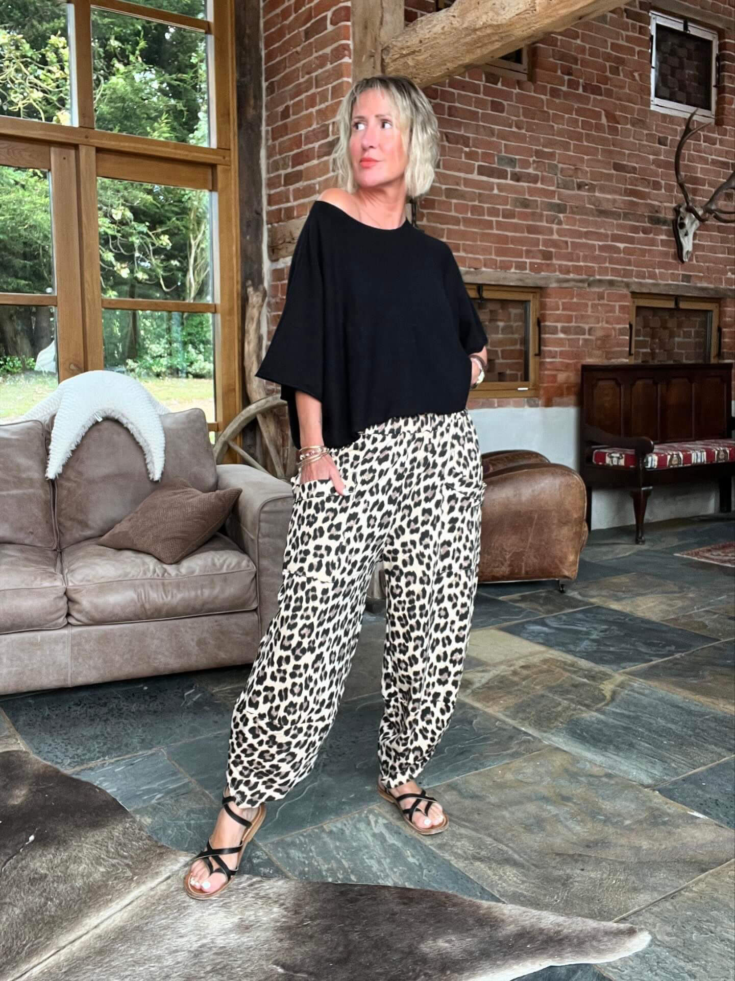 Leopard Barrel Pant