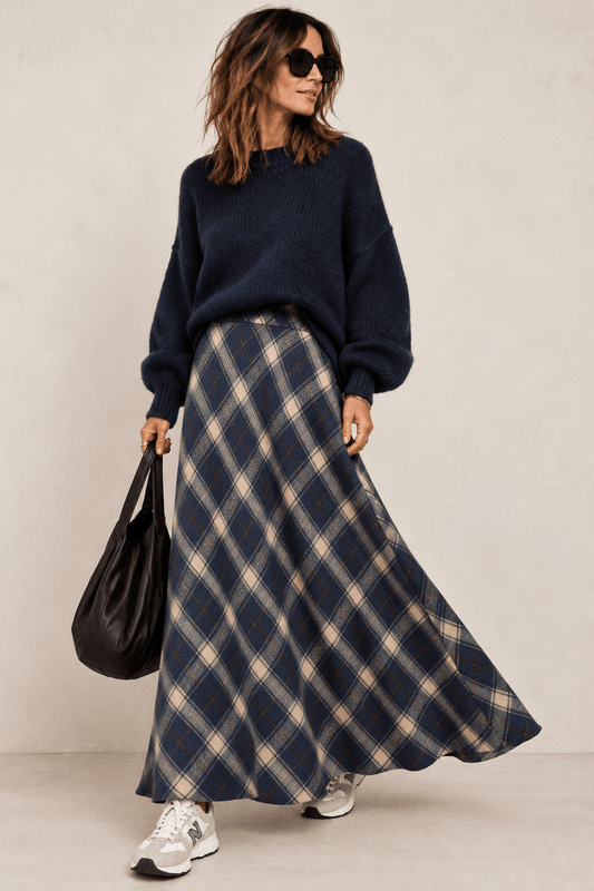 Claudia Plaid Skirt | Navy