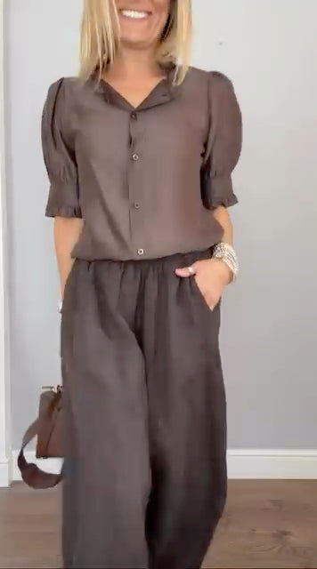 Miami Linen Barrel Trousers | Chocolate