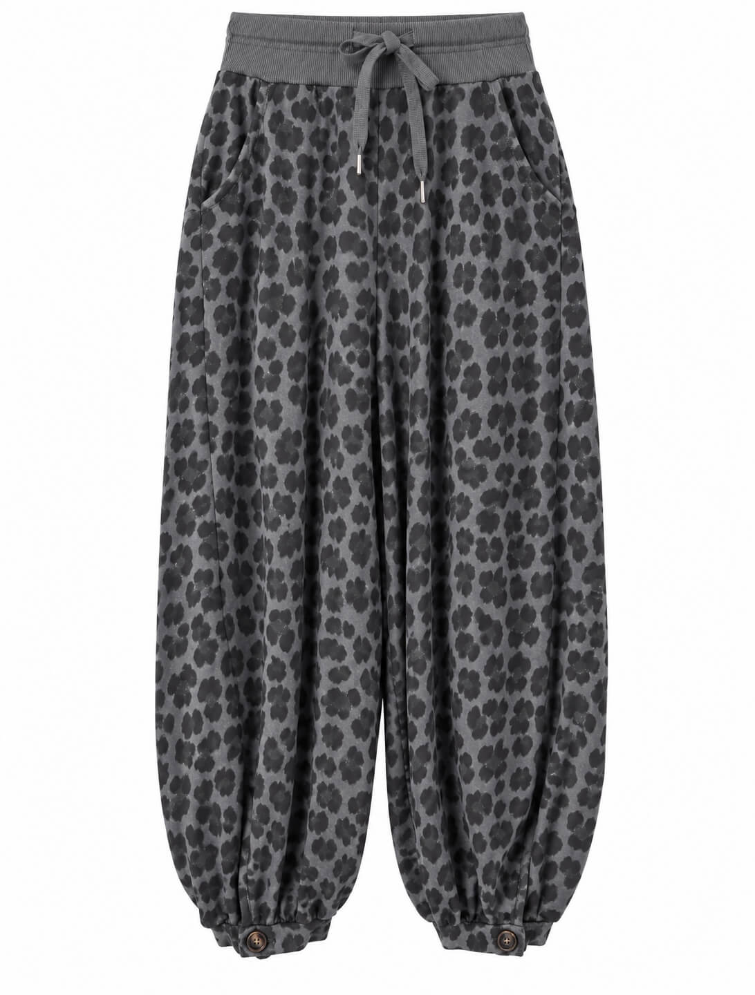 Grey Leopard Slouchies | Shorter Length
