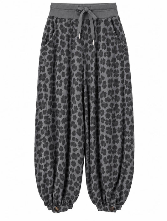 Grey Leopard Slouchies | Shorter Length