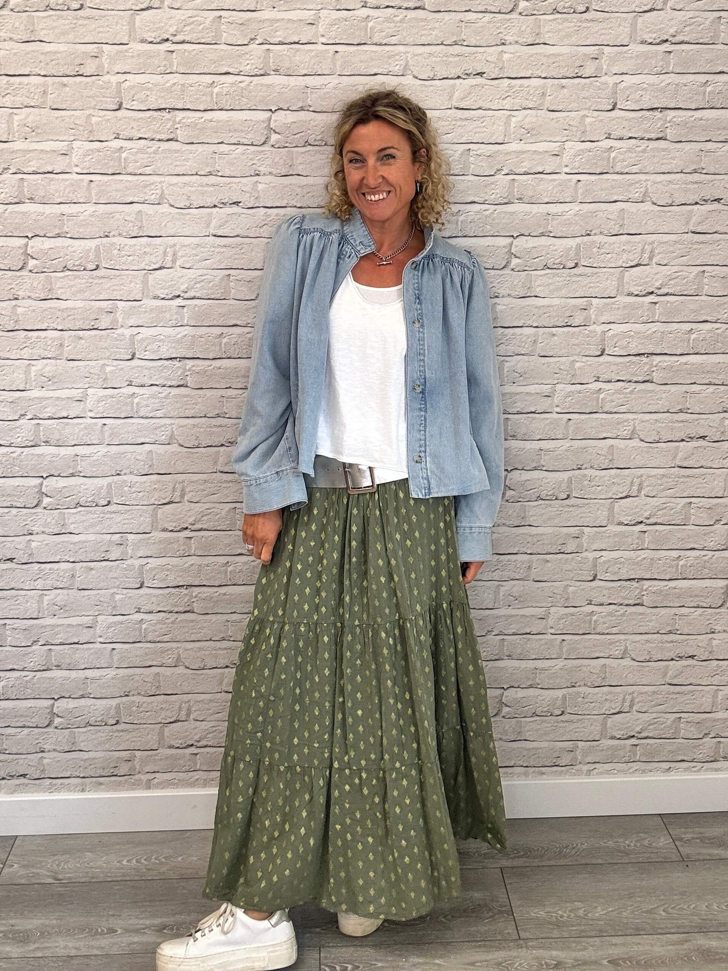 Seville Maxi Skirt | Khaki/Gold