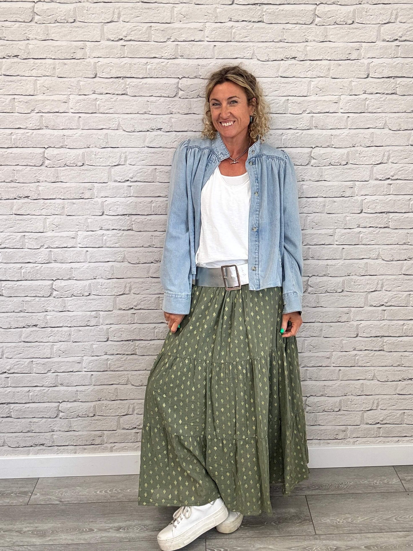 Seville Maxi Skirt | Khaki/Gold