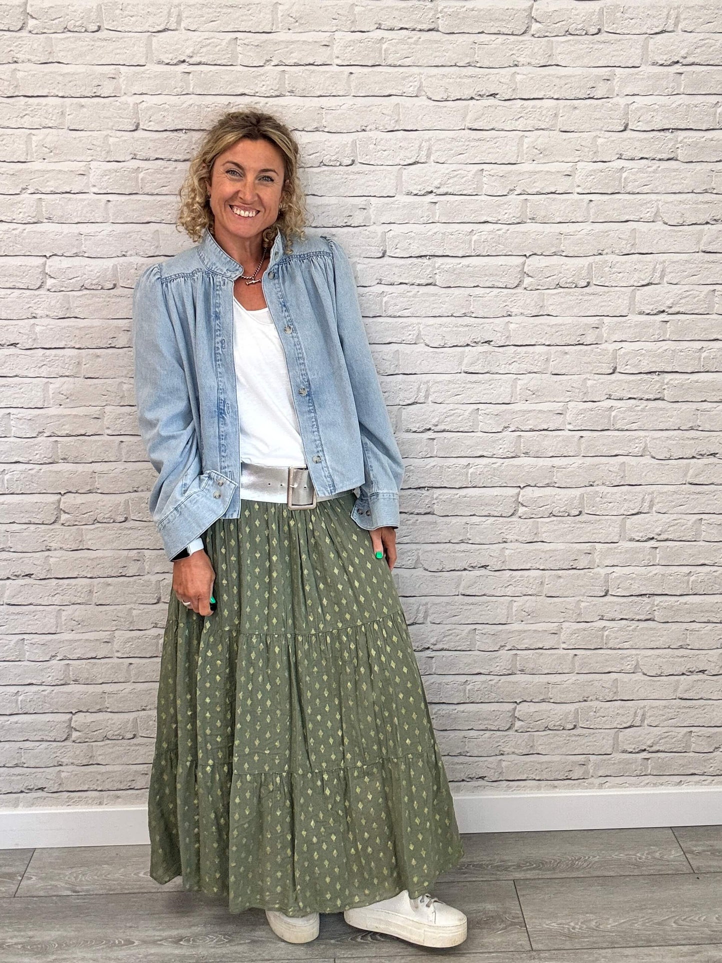 Seville Maxi Skirt | Khaki/Gold