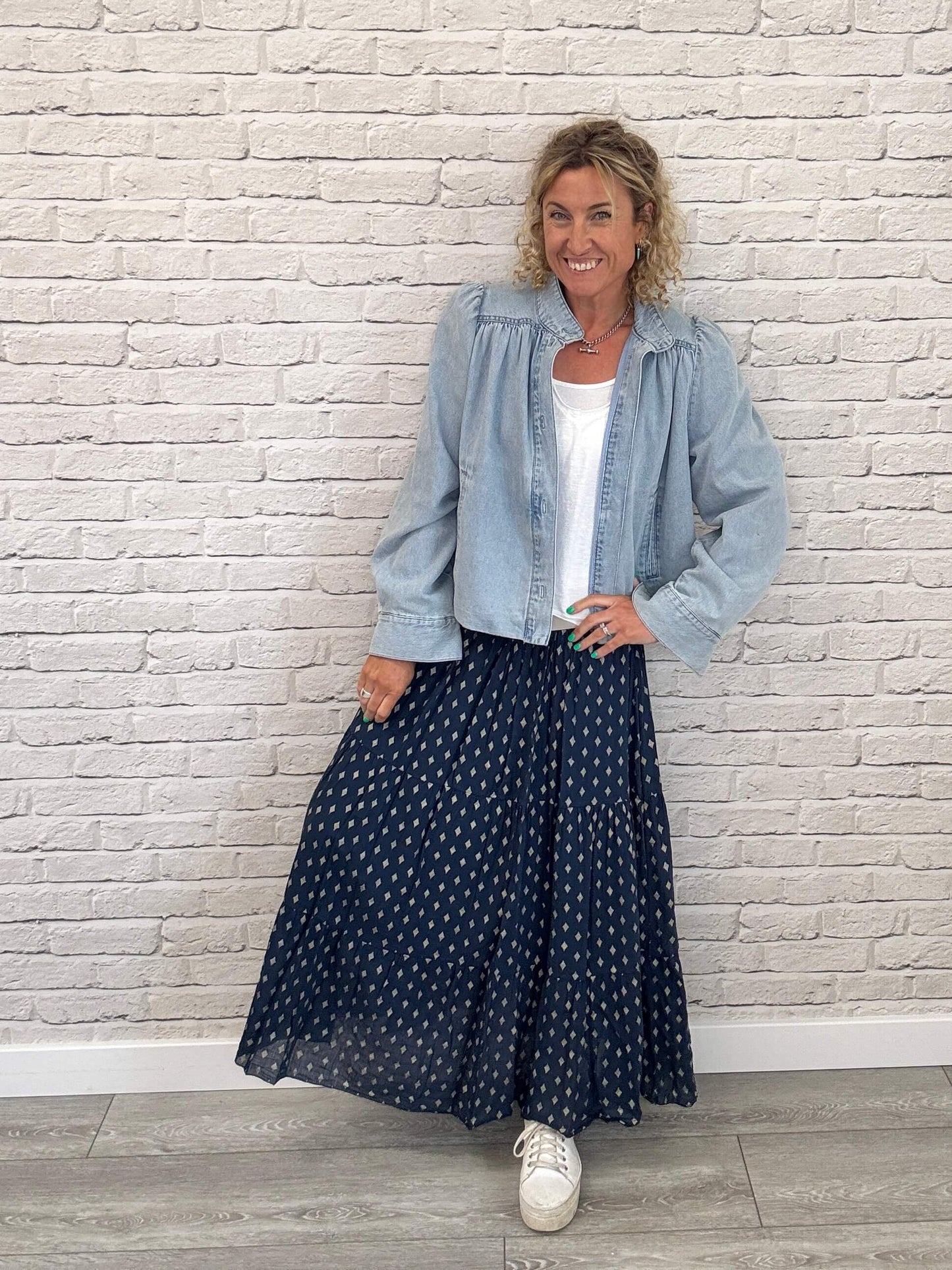 Seville Maxi Skirt | Navy/Gold