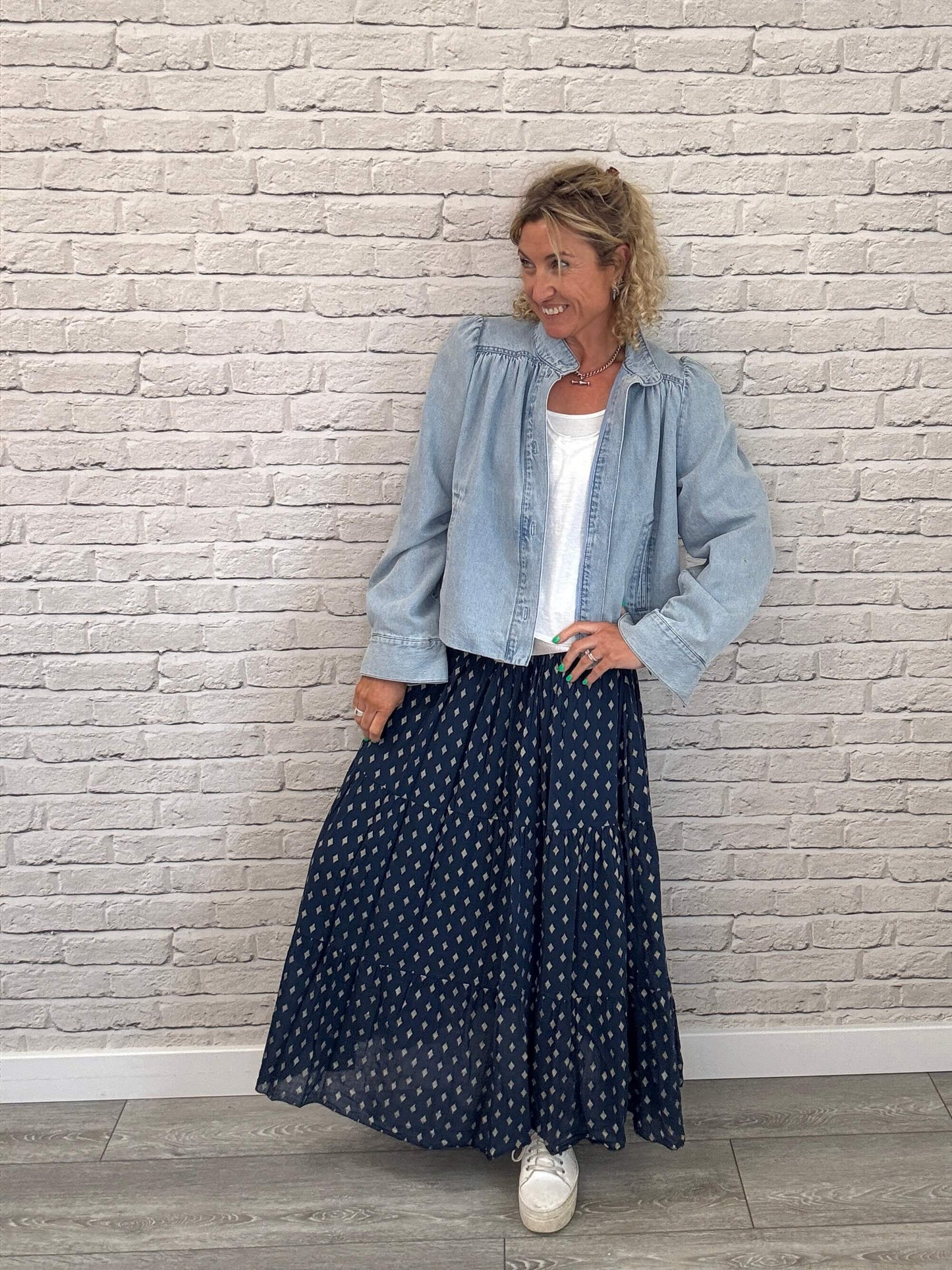 Seville Maxi Skirt | Navy/Gold