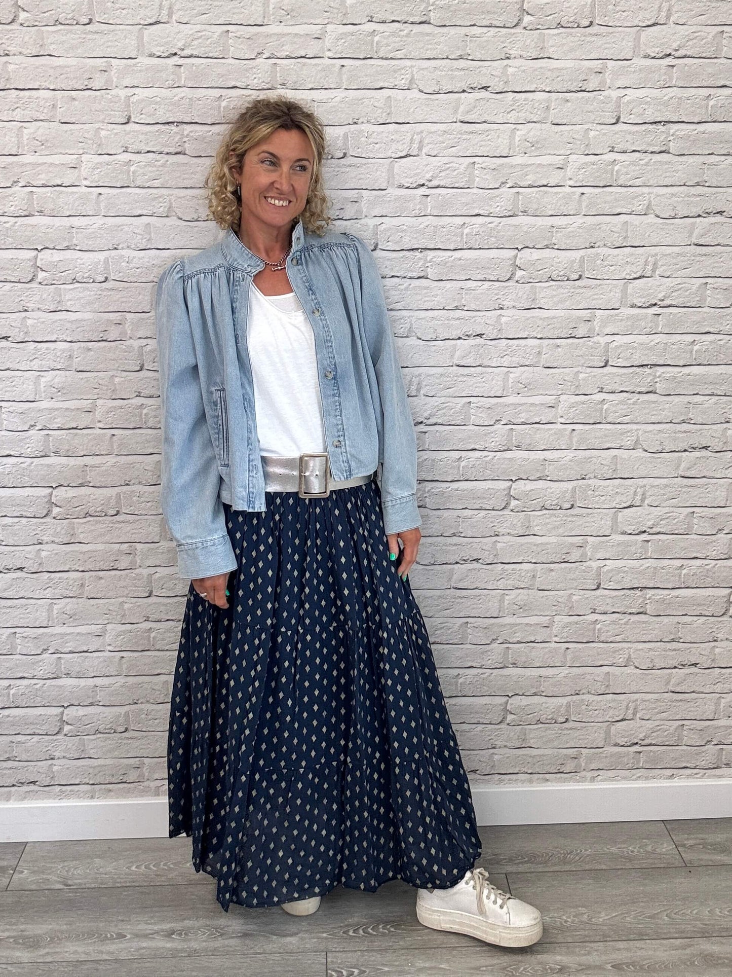 Seville Maxi Skirt | Navy/Gold
