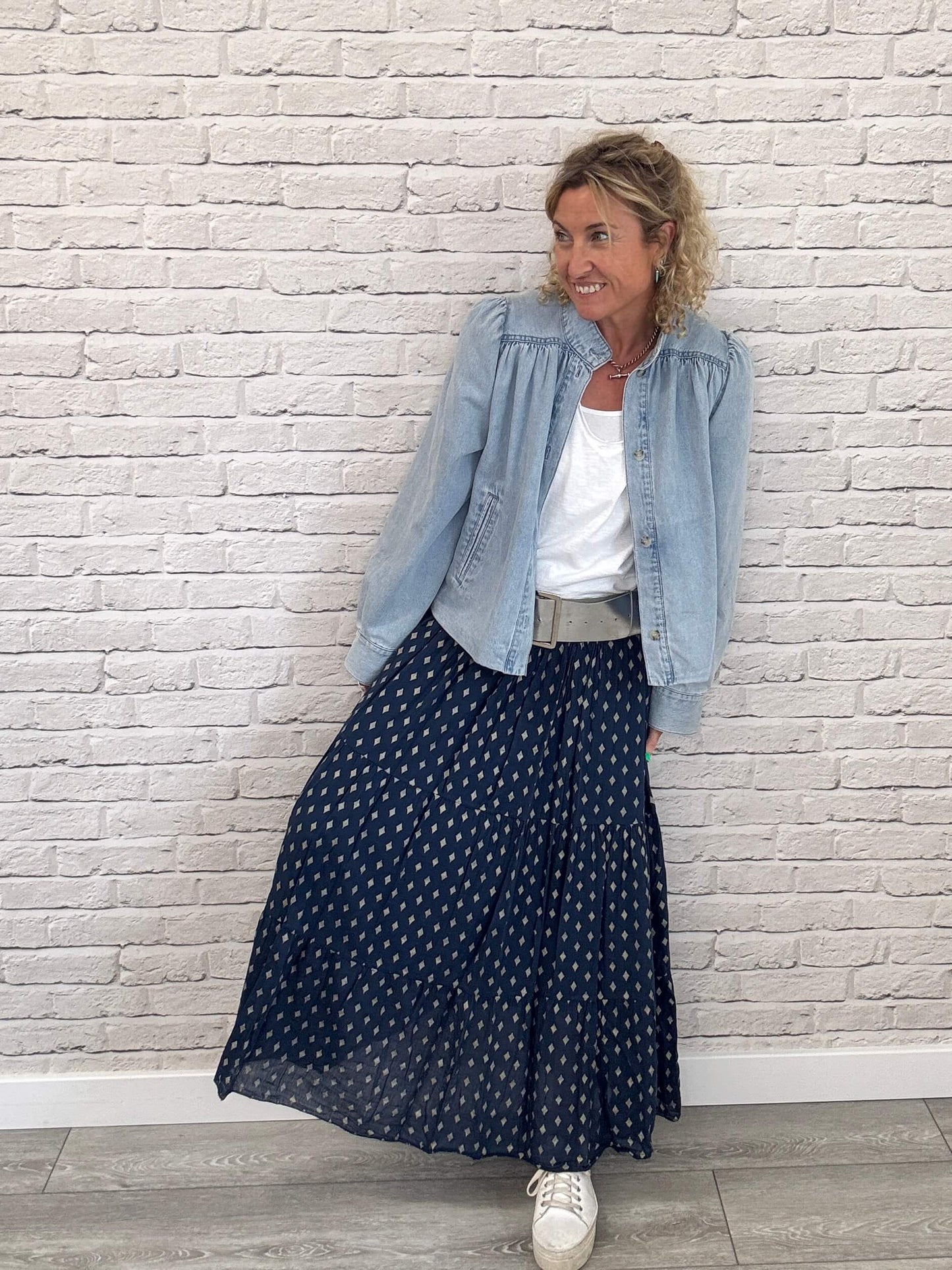 Seville Maxi Skirt | Navy/Gold