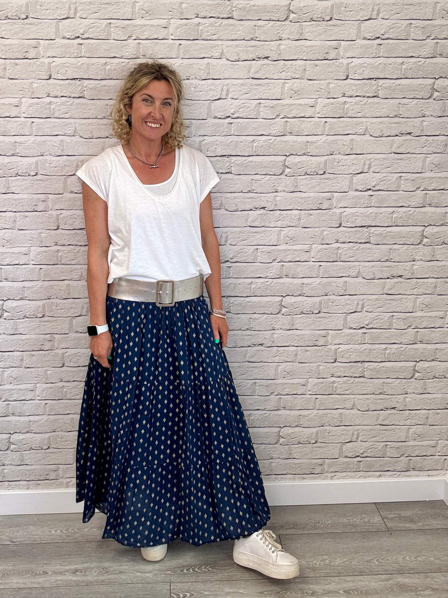 Seville Maxi Skirt | Navy/Gold