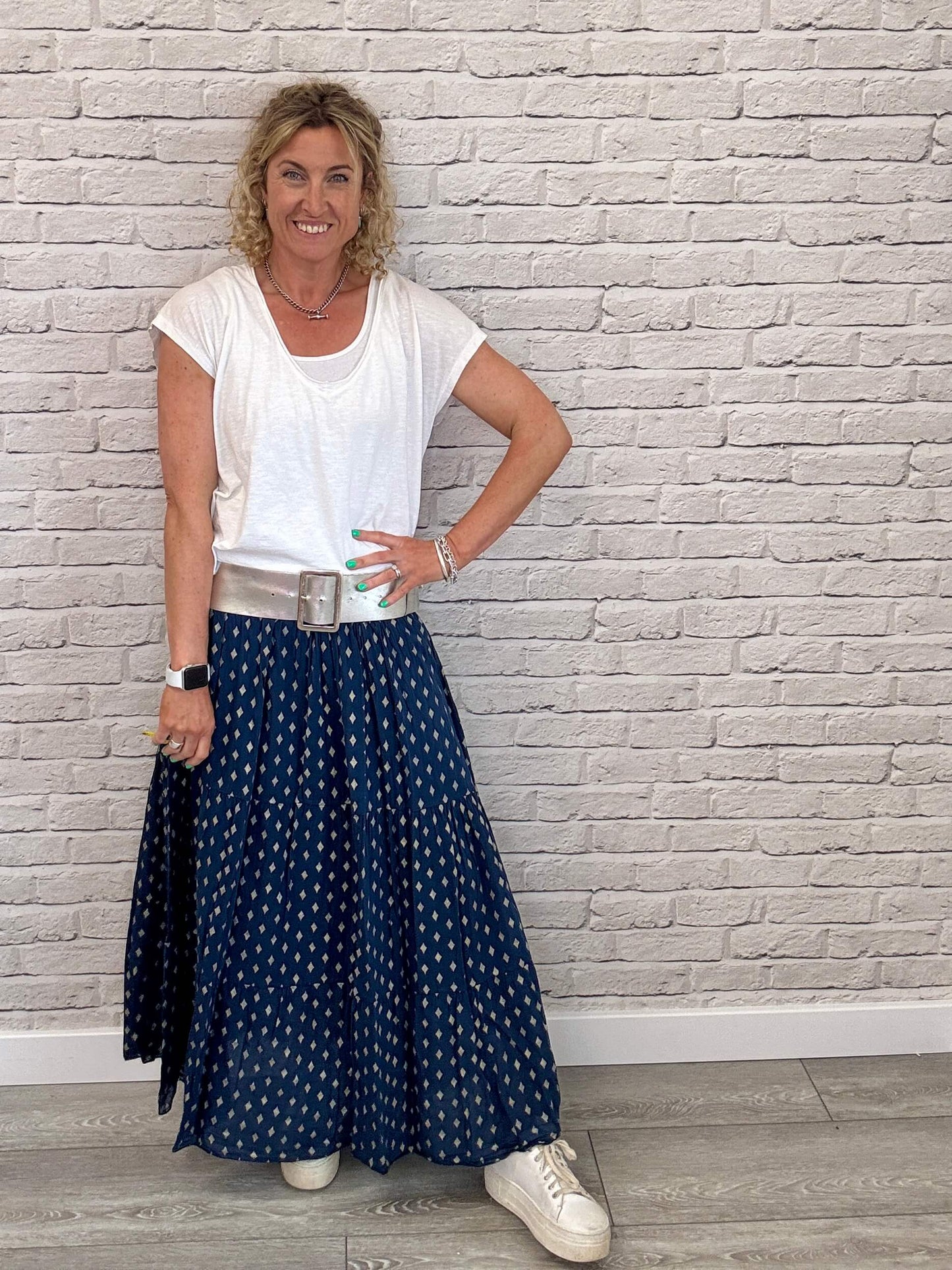 Seville Maxi Skirt | Navy/Gold