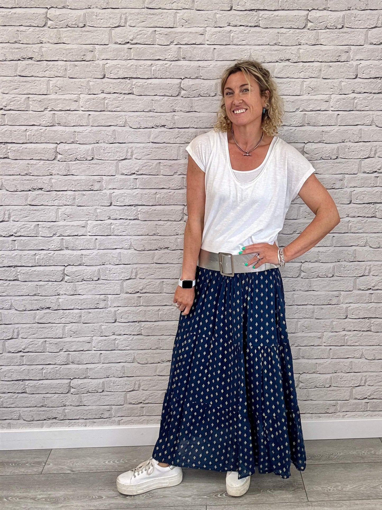 Seville Maxi Skirt | Navy/Gold