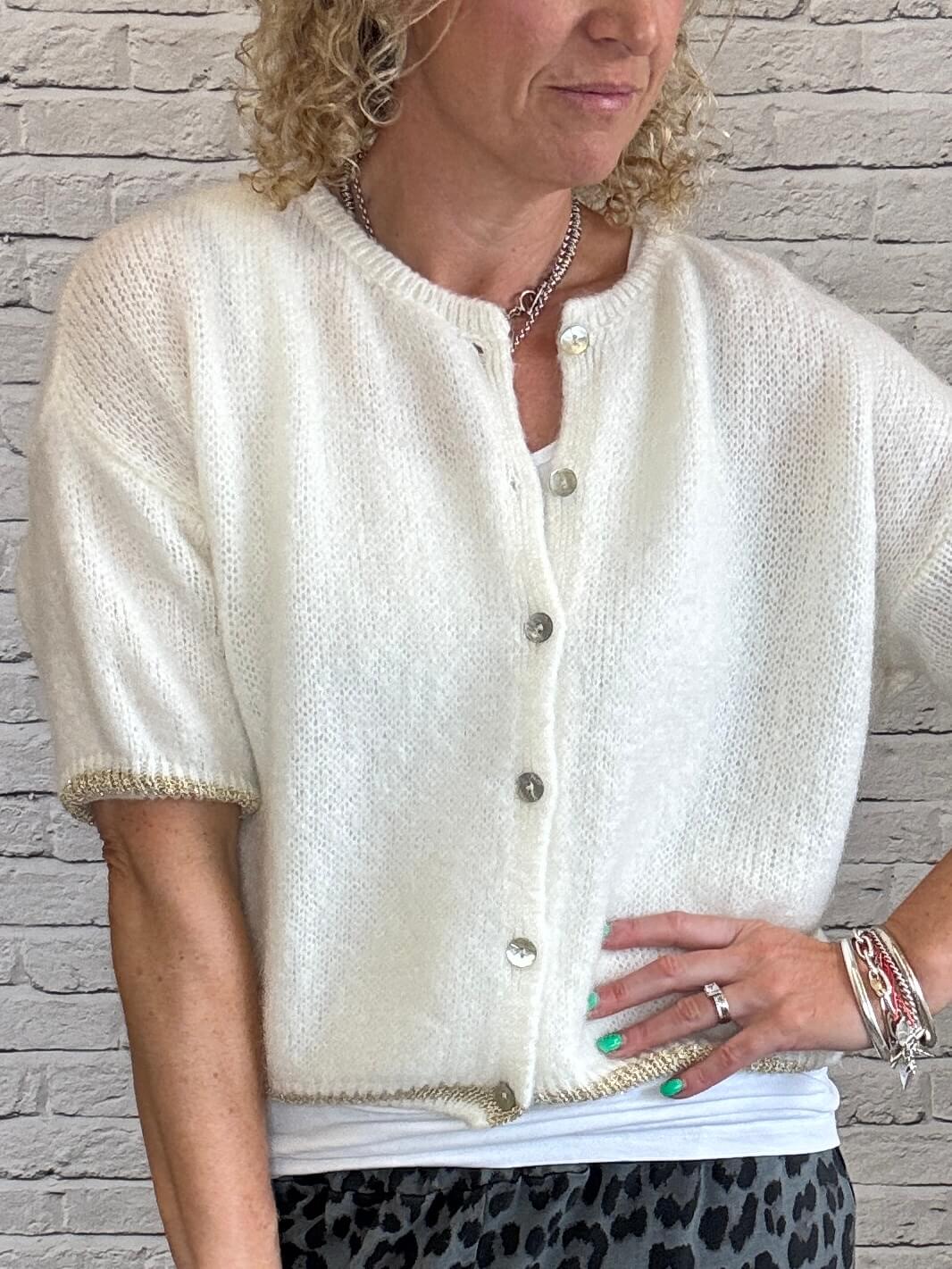 The Hamptons Cardigan | Off-White & Gold